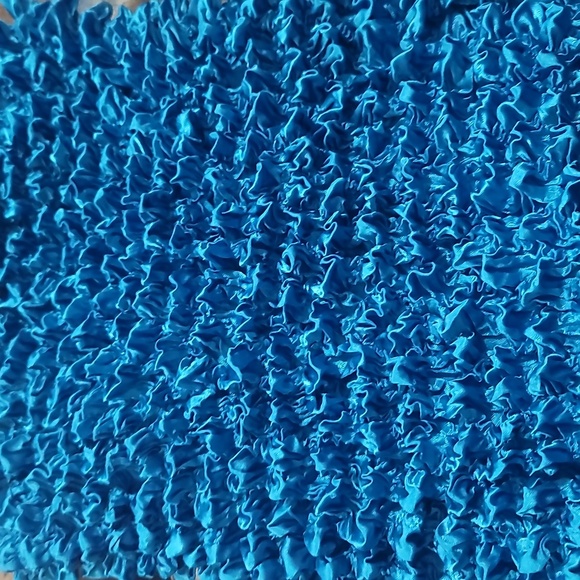 turquoise blue puckered one sz fits most satin stretch spaghetti strap tank top - Picture 3 of 3